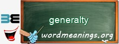 WordMeaning blackboard for generalty